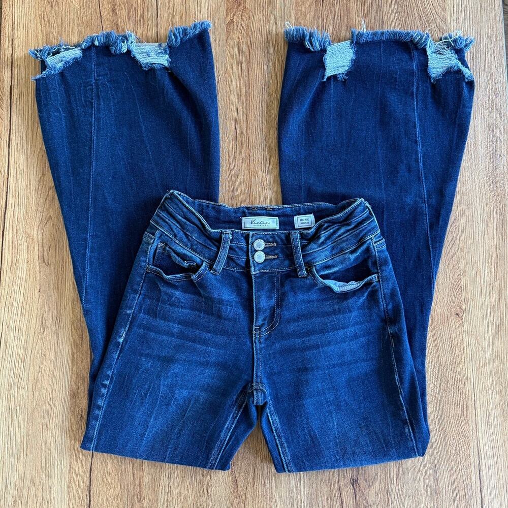 KanCan Mid-Rise Super Flare Dark Wash Jeans Size 24